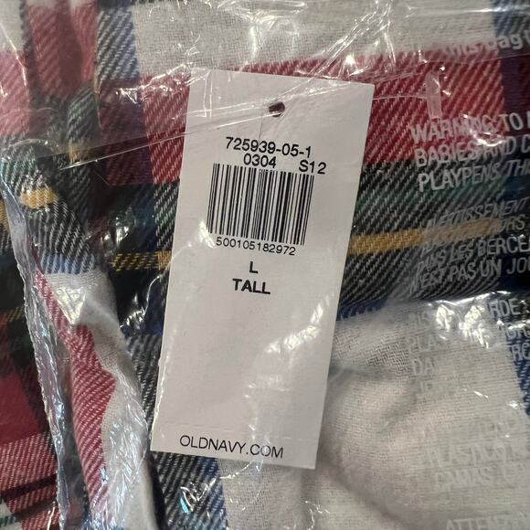 NWT Old Navy White Plaid Tartan Flannel Christmas Lounge Pajama Pants - Picture 11 of 12
